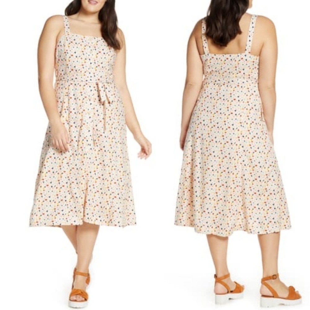 Madewell Midi Dress Size 22 Square Neck Tank Terrazzo Office Party Shower Plus